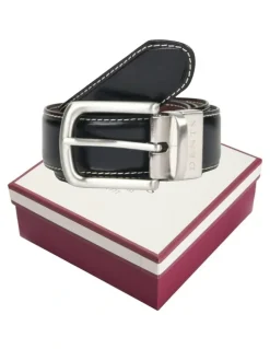 Dents Reversible Lined Leather Belt in Gift Box in Black/Brown