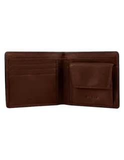 Dents RFID Two-Colour Pebble Grain Leather Billfold Wallet with Coin Purse in Tan