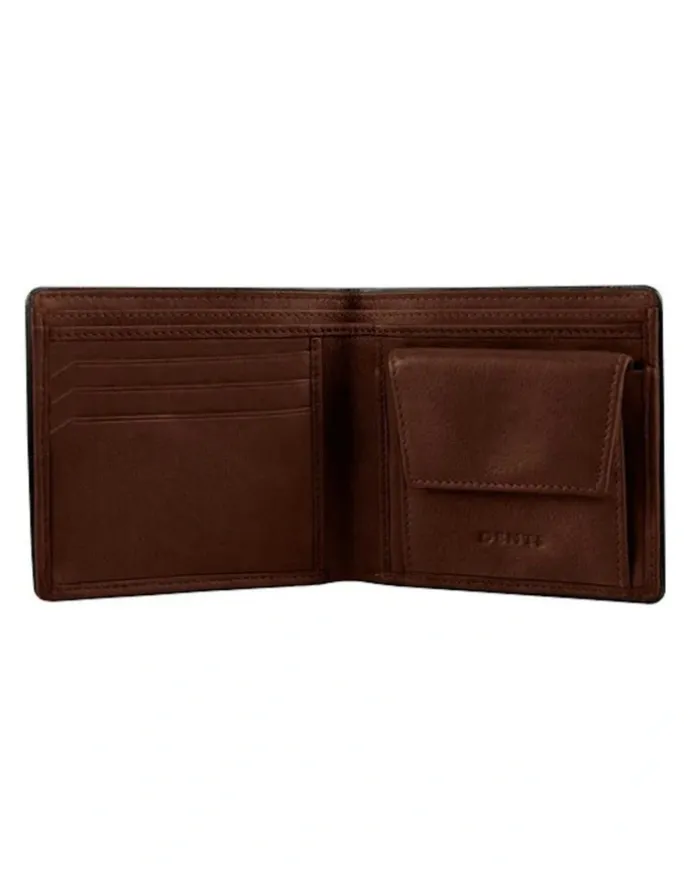 Dents RFID Two-Colour Pebble Grain Leather Billfold Wallet with Coin Purse in Tan