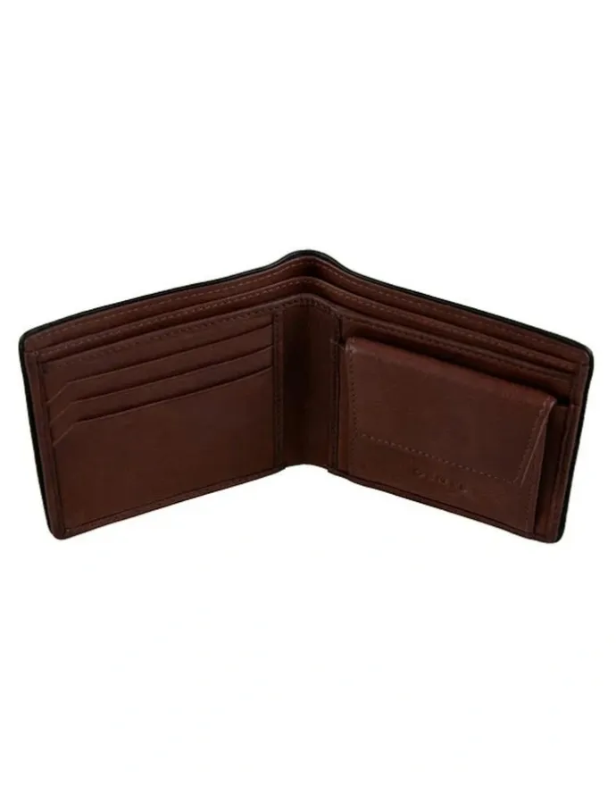 Dents RFID Two-Colour Pebble Grain Leather Billfold Wallet with Coin Purse in Tan