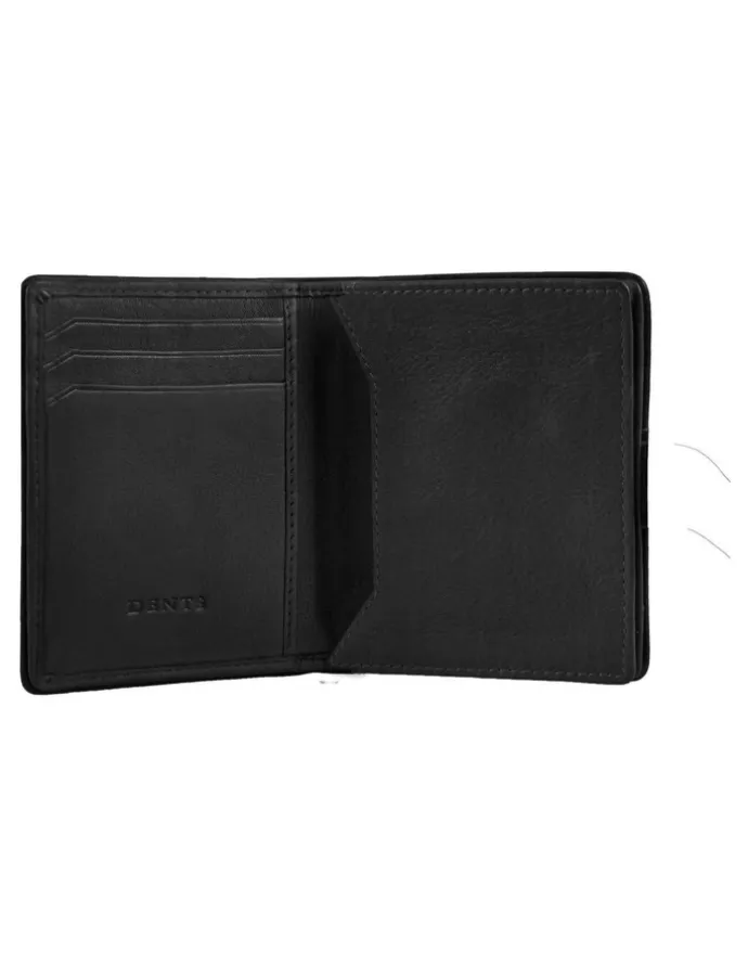 Dents RFID Two-Colour Pebble Grain Leather Card Holder in Black