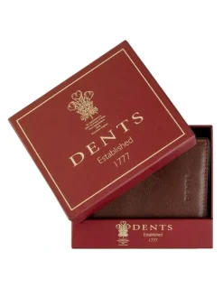 Dents RFID Two-Colour Pebble Grain Leather Card Holder in Tan