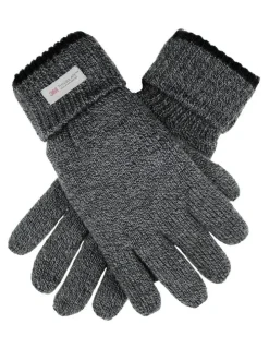 Dents Thinsulate Lined Knit Gloves With Rollover Cuff in Grey