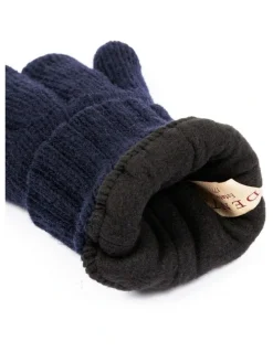 Dents Wool Blend Insulated Knit Gloves in Navy