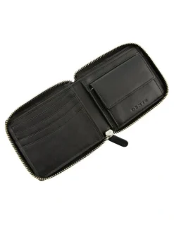Dents Zip Nappa Leather Wallet in Black