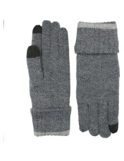 Dents Thinsulate Lined Touchscreen Knit Gloves with Rollover Cuff in Navy Marle