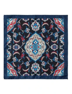 Dom Bagnato Foglio Silk Pochette In Navy