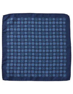 Dom Bagnato Foulard Silk Pochette Pocket Square in Navy