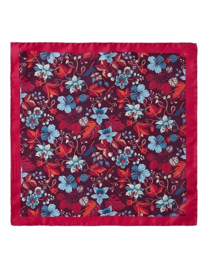 Dom Bagnato Passiflora Pochette Silk Pocket Squares in Wine