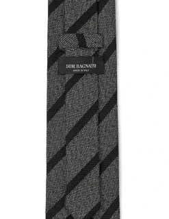 Dom Bagnato Tessuto A Righe Silk & Cotton Tie In Black