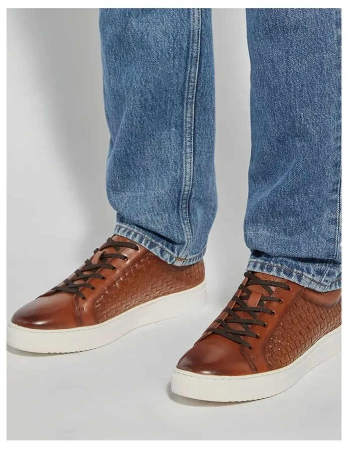 Dune London Tj Woven Trainer Shoes in Brown