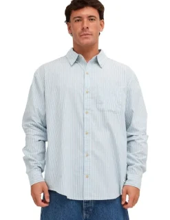 Element Button Down Long Sleeve Shirt Classic Stripes Blue