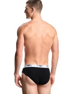 Emporio Armani Bold Monogram Briefs 3 Pack in Black