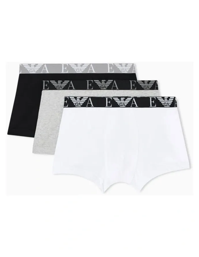 Emporio Armani Bold Monogram Trunks 3 Pack in Multi