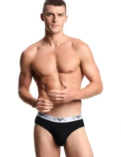 Emporio Armani Bold Monogram Briefs 3 Pack in Black