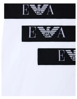 Emporio Armani Bold Monogram Trunks 3 Pack in White