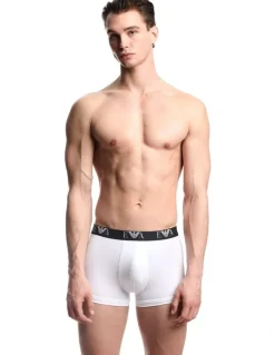 Emporio Armani Bold Monogram Trunks 3 Pack in White