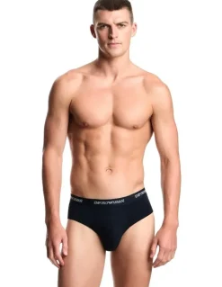 Emporio Armani Core Logo Briefs 3 Pack in Navy