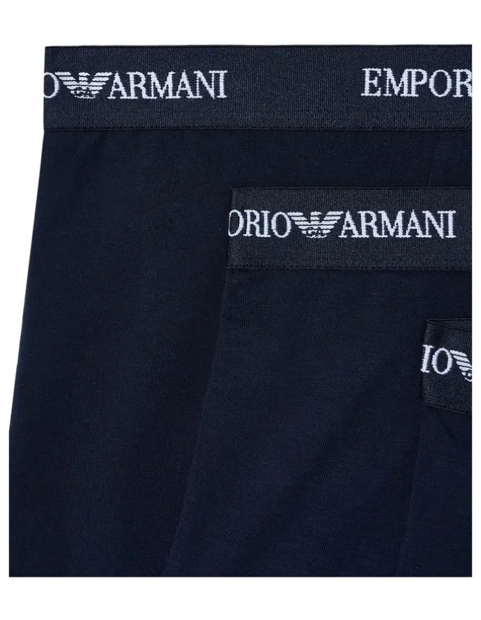 Emporio Armani Core Logo Trunks 3 Pack in Blue