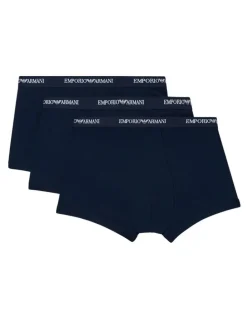 Emporio Armani Core Logo Trunks 3 Pack in Blue