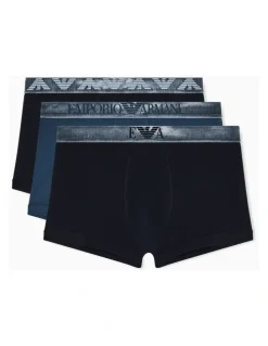 Emporio Armani Metalic Logo Trunks 3 Pack in Multi