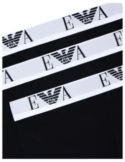 Emporio Armani Bold Monogram Trunks 3 Pack in Black