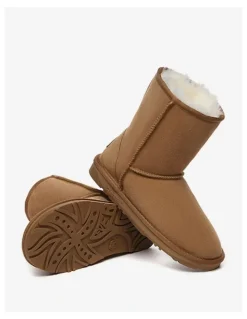 Ever AU Short Classic Suede Mid-Calf Boots in Brown