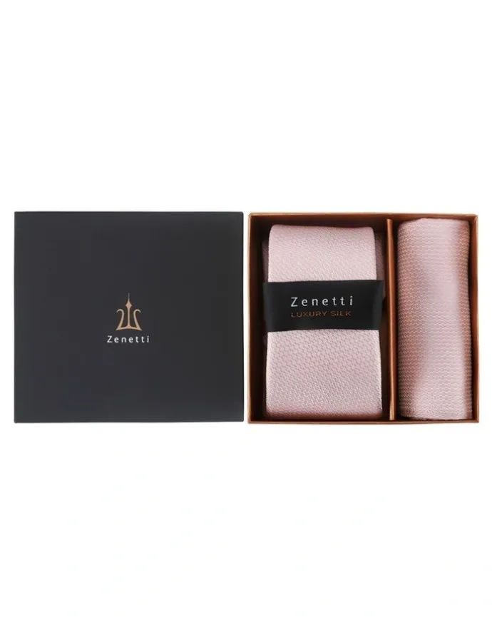 Ferrari Formalwear Zenetti Tie & Hank Set in Blush