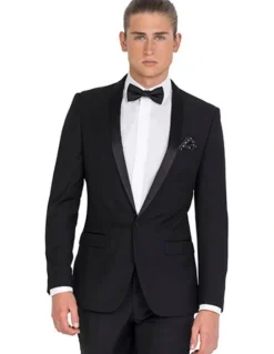 Ferrari Formalwear Tailored Tuxedo Long Jacket in Black