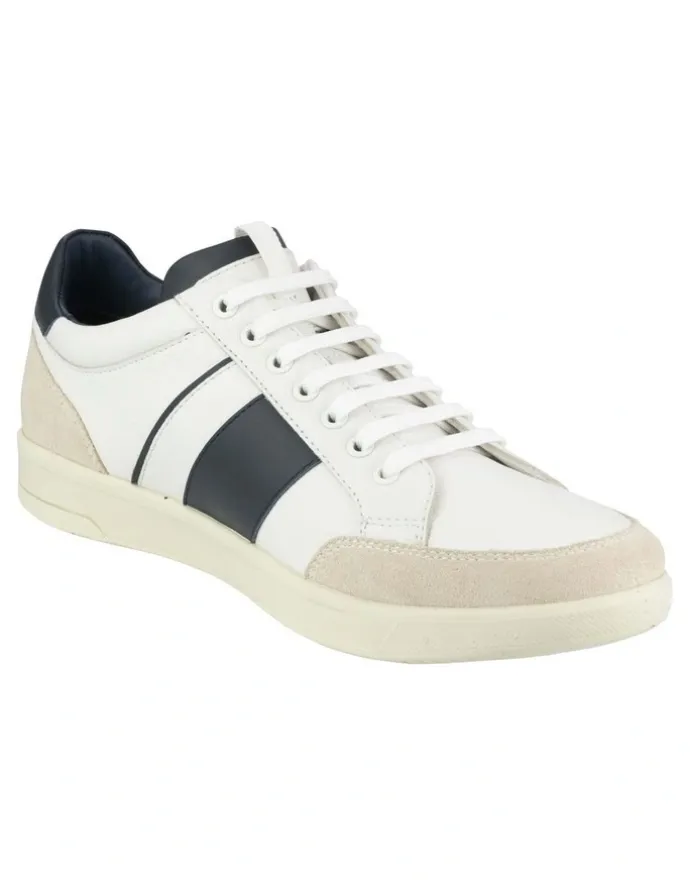 Florsheim Crosscourt Lace to Toe Sneaker in White/ Navy