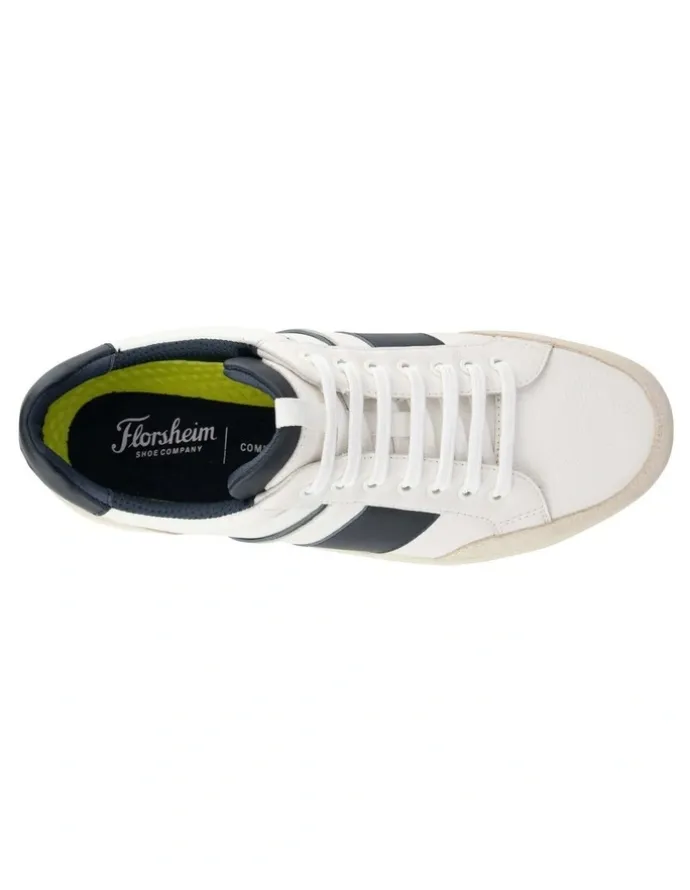 Florsheim Crosscourt Lace to Toe Sneaker in White/ Navy