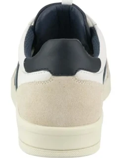 Florsheim Crosscourt Lace to Toe Sneaker in White/ Navy