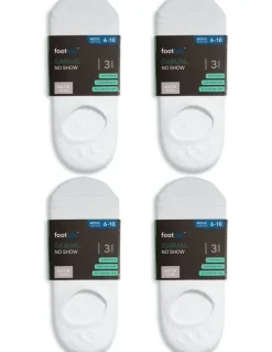 Footlab Casual No Show Cushioned Socks 12 Pack in White