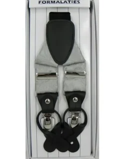 Formalaties Paisley Tapestry Convertible Suspenders Braces Y Back in Platinum