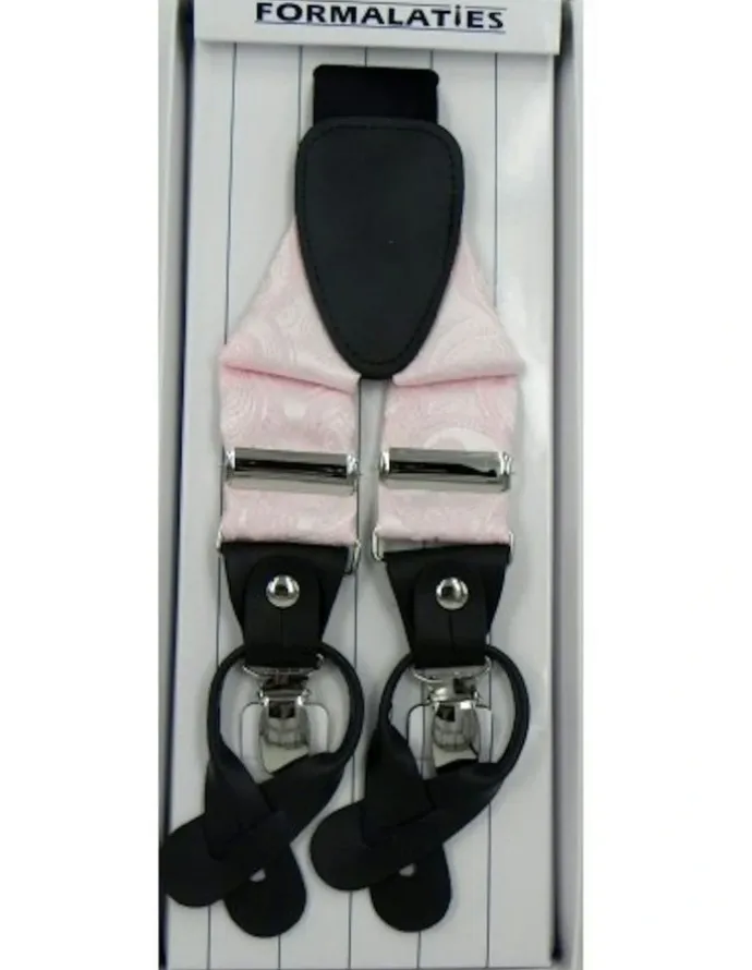 Formalaties Paisley Tapestry Premium Convertible Suspenders Braces Y Back in Pink