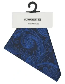 Formalaties Tapestry Floral Print Pocket Square Handkerchief in Royal Blue