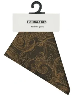 Formalaties Tapestry Print Pocket Square Handkerchief in Gold