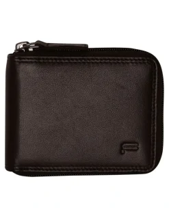 Futura RFID Protected Genuine Leather Wallet Zip Around in Brown