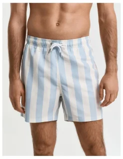 Gant Block Stripe Swim Shorts in Fresh Blue