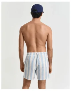 Gant Block Stripe Swim Shorts in Fresh Blue