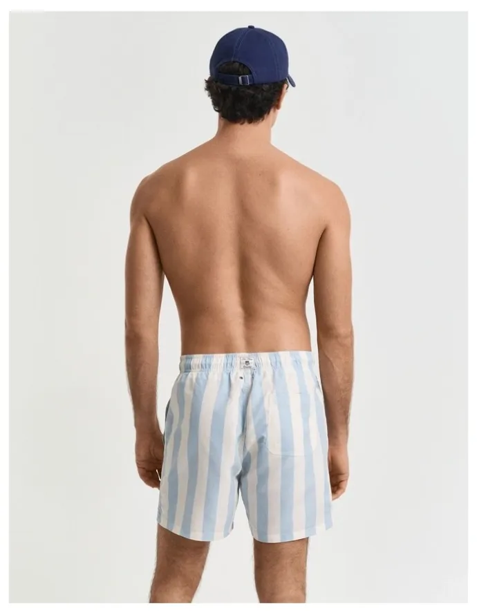 Gant Block Stripe Swim Shorts in Fresh Blue