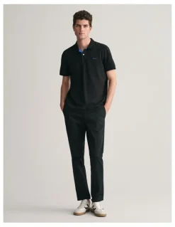 Gant Contrast Pique Polo Shirt in Black