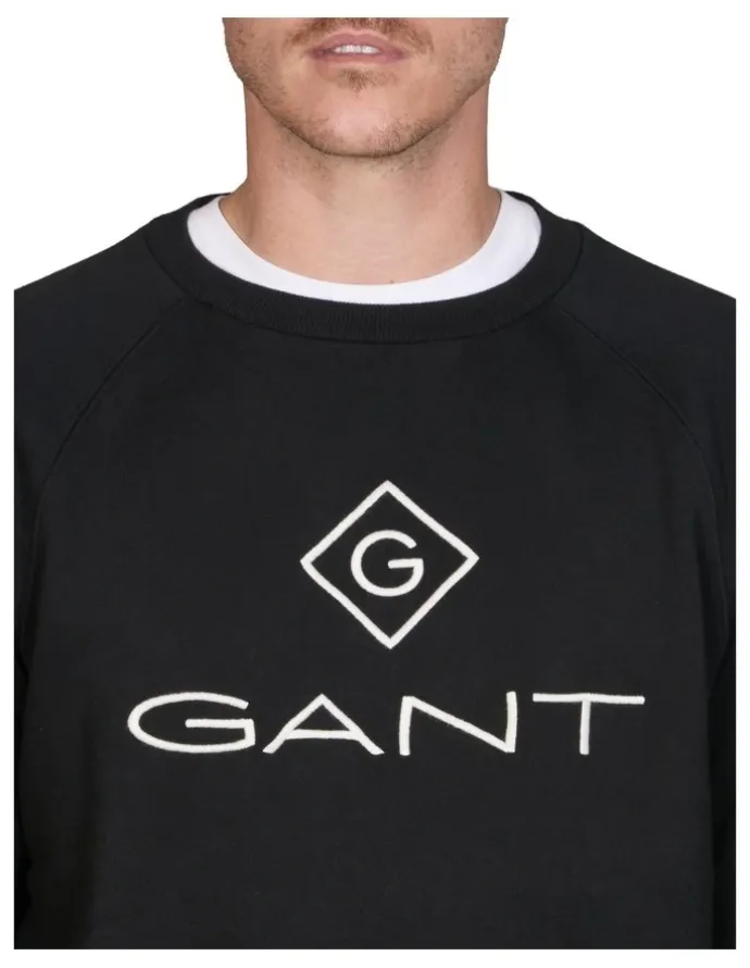 Gant Diamond Crew Neck Sweatshirt in Black