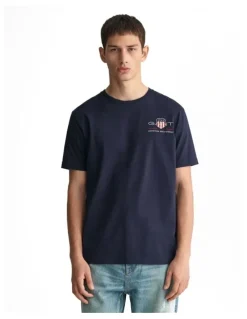 Gant Embroidered Archive Shield T-Shirt in Evening Blue