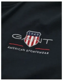 Gant Embroidered Archive Shield T-Shirt in Black