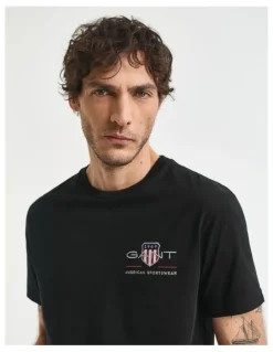 Gant Embroidered Archive Shield T-Shirt in Black