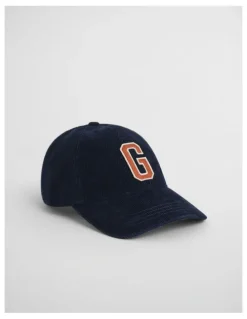 Gant G Badge Corduroy Cap in Evening Blue