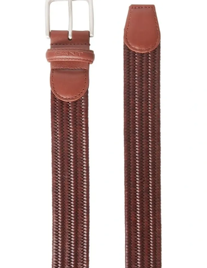 Gant Leather Elastic Braided Belt in Tan