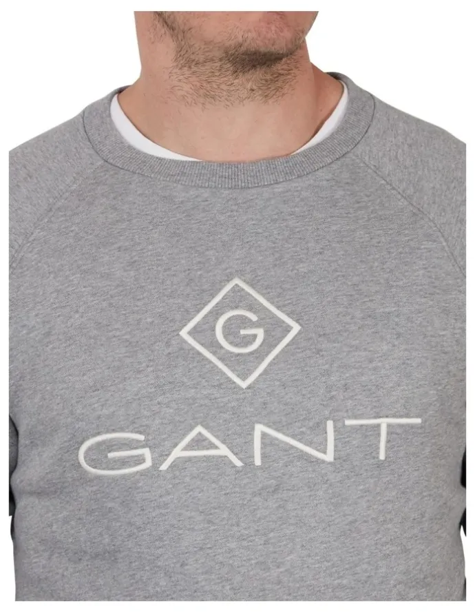 Gant Lock-Up Crew Neck Sweatshirt in Grey Melange