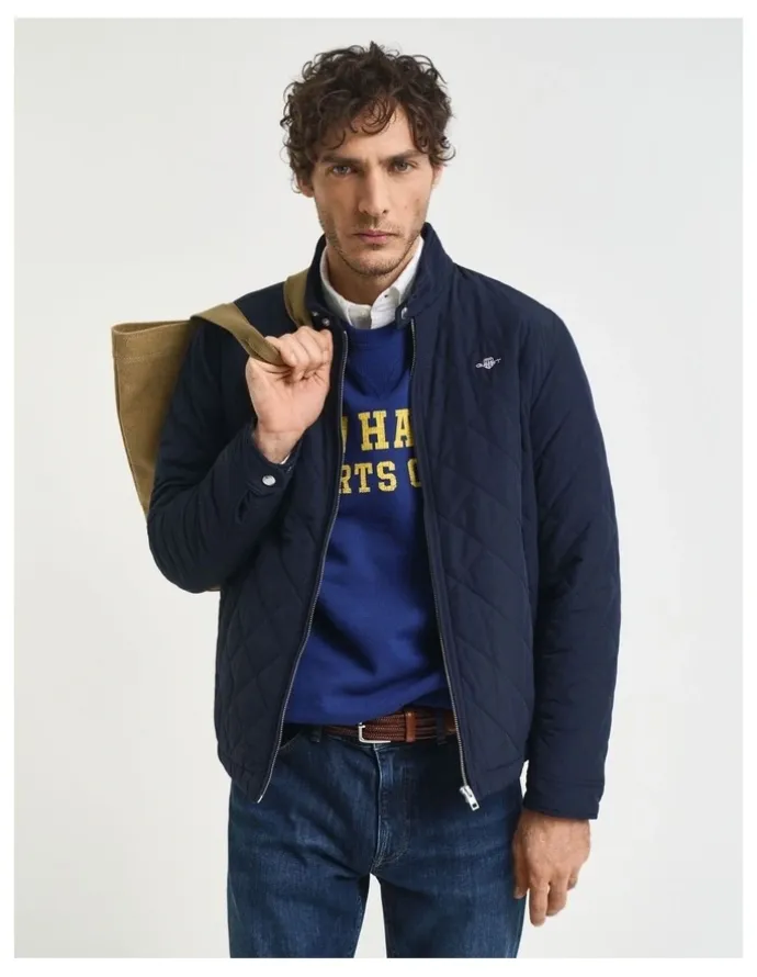 Gant Quilted Windcheater Jacket in Evening Blue